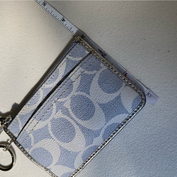 Coach Periwinkle Denim Look Signature C Zipper Pouch Card Holder Key Chain Bag - Picture 14 of 17